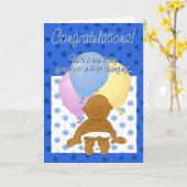 生まれたばかりの男の赤ちゃんおめでとう漫画カード カード (黄色い花)