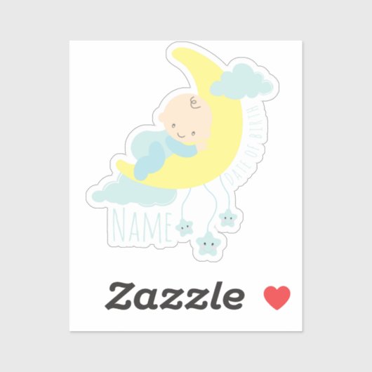 生まれたばかりの男の赤ちゃんパーソナライズされた名/DOBステッカー シール (シート)
