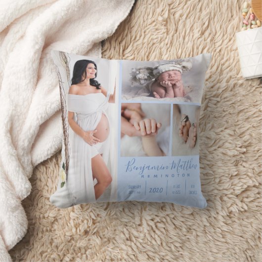 生まれたばかりの男の赤ちゃんブルーフォトキープサケ クッション (ブランケット)