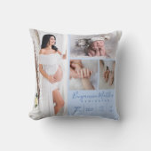 生まれたばかりの男の赤ちゃんブルーフォトキープサケ クッション (正面)