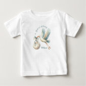 生まれたばかりの男の赤ちゃん名Blue Stork配信 ベビーTシャツ (正面)