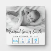 生まれたばかりの男の赤ちゃん誕生の状態シンプル白 フォトプラーク (正面)