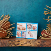 生まれたばかりの男の赤ちゃん6パーソナライズされたフォトブルー フォトプラーク (側面)