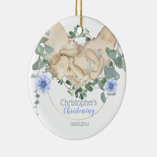 生まれたばかりの男の赤ちゃん セラミックオーナメント (右)