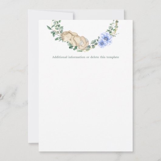 生まれたばかりの男の赤ちゃん 招待状 (裏面)