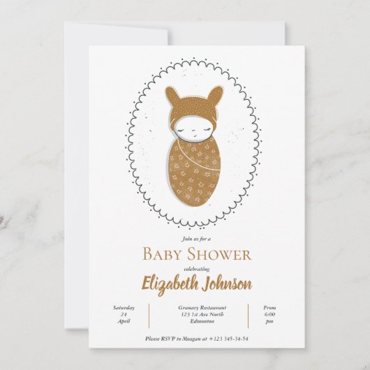 生まれたばかりの男女兼用 招待状 (正面)