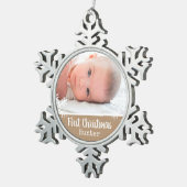 生まれたばかりの第1回クリスマス写真タンスノー スノーフレークピューターオーナメント (右)