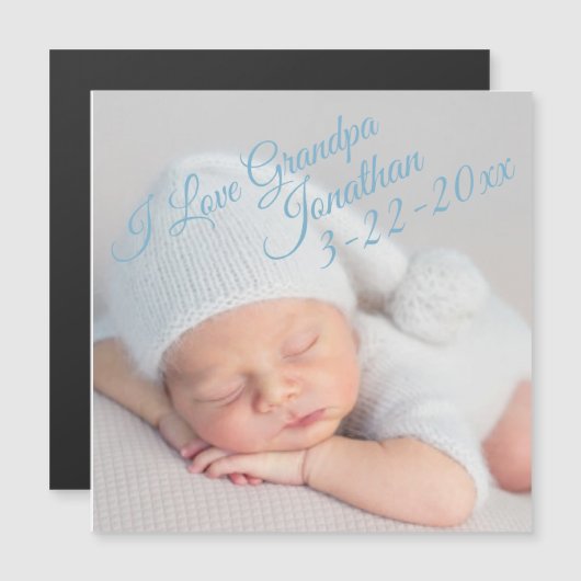 生まれたばかりの誕生発表写真グランドパマグネット (正面/裏面)