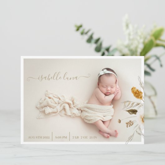 生まれたばかりの誕生統計の写真のお知らせ 招待状 (スタンド正面)