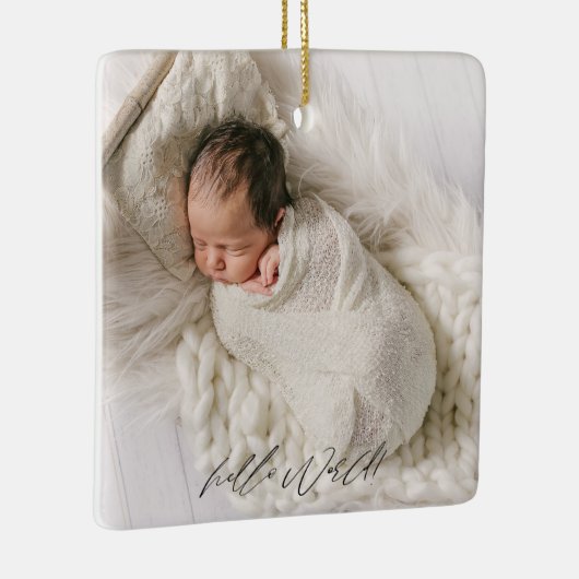 生まれたばかりの誕生統計の発表ベビー写真 セラミックオーナメント (右)