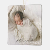 生まれたばかりの誕生統計の発表ベビー写真 セラミックオーナメント (左)