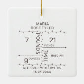 生まれたばかりの誕生統計の発表ベビー写真 セラミックオーナメント (裏面)