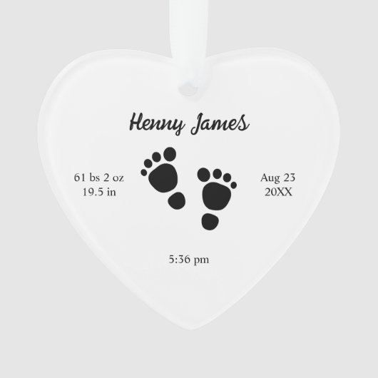 生まれたばかりの誕生統計キープサケベビー足機器シンボル オーナメント (正面)