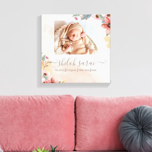 生まれたばかりの誕生統計フォトキャンバス キャンバスプリント (インサイチュ (リビング))