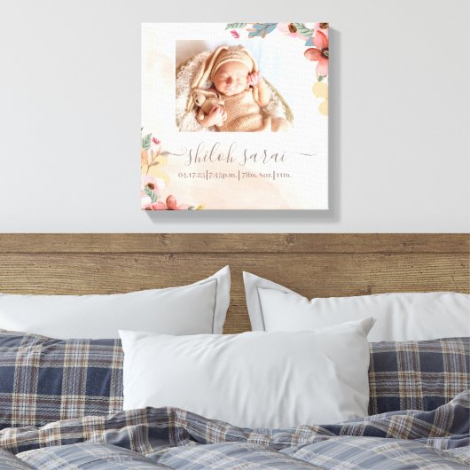 生まれたばかりの誕生統計フォトキャンバス キャンバスプリント (インサイチュ (寝室))