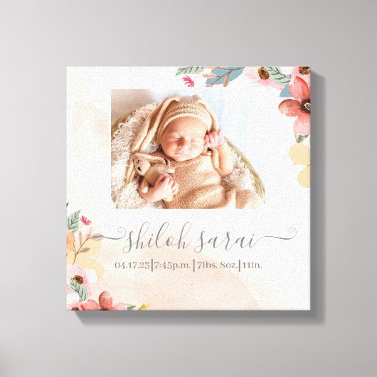 生まれたばかりの誕生統計フォトキャンバス キャンバスプリント (正面)