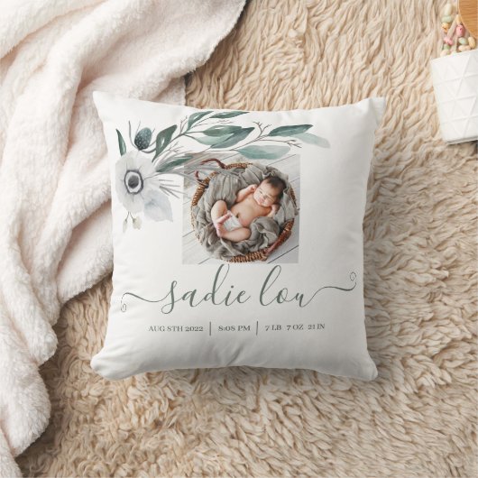 生まれたばかりの誕生統計フォト装飾用クッション クッション (ブランケット)