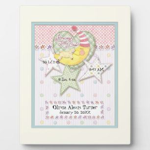 生まれたばかりの誕生統計ベビーガールウォーター色ムーンスター フォトプラーク