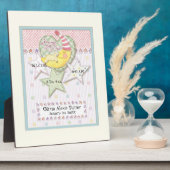 生まれたばかりの誕生統計ベビーガールウォーター色ムーンスター フォトプラーク (側面)