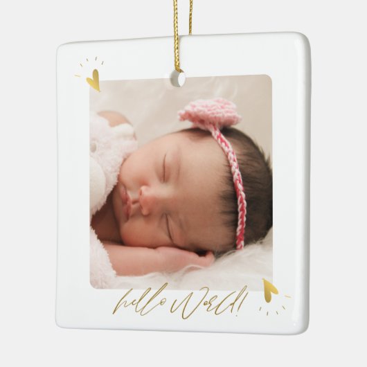 生まれたばかりの誕生統計ベビー写真の発表 セラミックオーナメント (左)