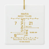 生まれたばかりの誕生統計ベビー写真の発表 セラミックオーナメント (裏面)