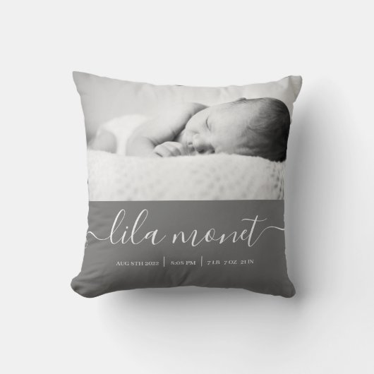 生まれたばかりの誕生統計装飾用クッション クッション (正面)