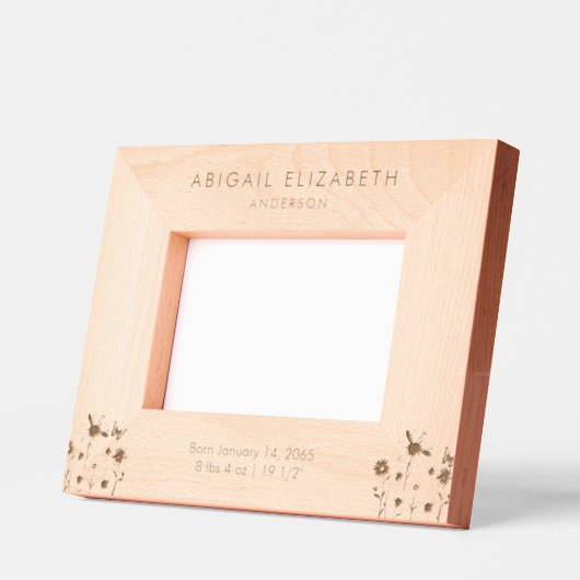 生まれたばかりの誕生詳細パーソナライズされたフローラ レーザー彫刻フレーム (左)