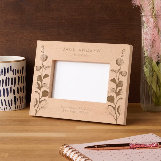 生まれたばかりの誕生詳細パーソナライズされた株 レーザー彫刻フレーム (左)