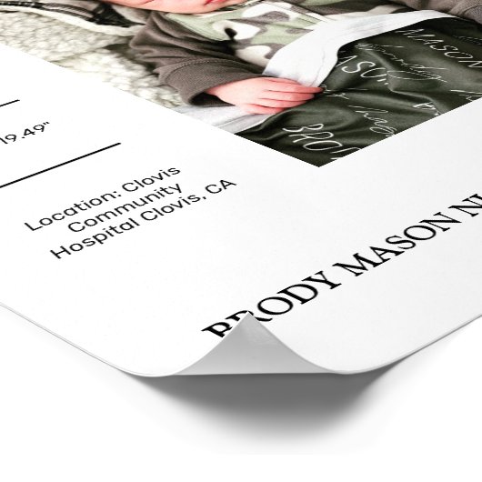 生まれたばかりの誕生詳細プリントの子供部屋デコーギフト ポスター (角)