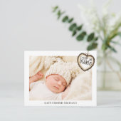 生まれたばかりの赤ちゃんの写真　ありがとう　出産報告 ポストカード (スタンド正面)