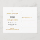 生まれたばかりのHELLOモダンタイポグラフィフォトベビー誕生 案内ポストカード (裏面)