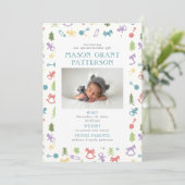 生まれたばかりのHoliday Photo Announcement Pattel シーズンカード (スタンド正面)