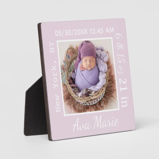 生まれたばかりのKeepsake Gift誕生統計のお知らせ フォトプラーク (正面)