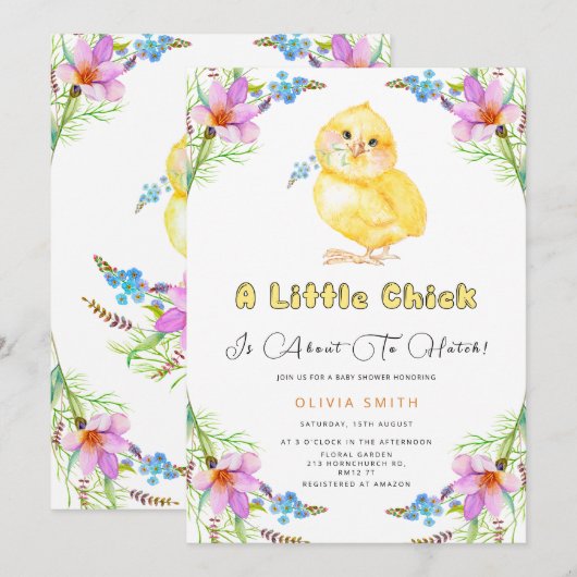 生まれちゃうよ 赤ちゃんシャワーのお知らせ 招待状 (正面/裏面)