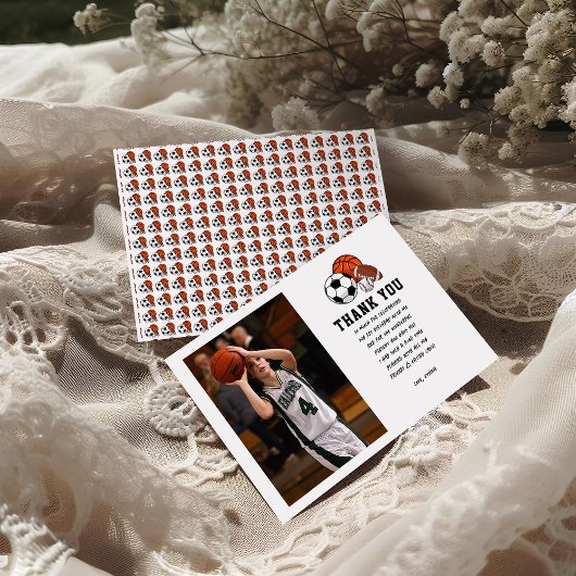 「生まれつきのスポーツマン」テーマの男の子の2歳誕生日パーティー サンキューカード