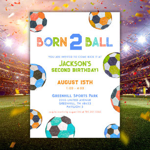 生まれつきのボールが楽しい サッカー 2歳の誕生日 ご招待 招待状