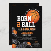生まれつきのボールプレーヤー 2歳の誕生日バスケットボール招待状 招待状 (正面/裏面)
