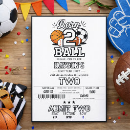 生まれつきのボール好き！スポーツをテーマにした男の子の2歳誕生日パーティー 招待状