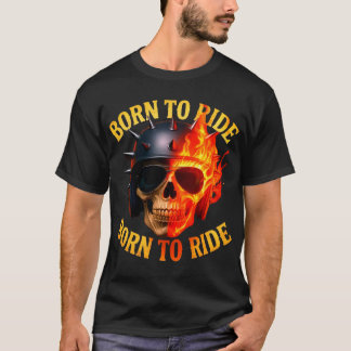 生まれつきの自由を駆ける フレーミングスカルヘルメット Tシャツ