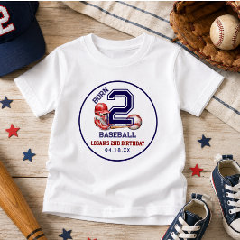 生まれつきの野球好き | スポーツテーマの男の子の2歳誕生日 ベビーTシャツ