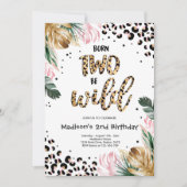 生まれつきワイルド ジャングル レオパード プリント 誕生日 招待状 (正面)