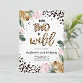 生まれつきワイルド ジャングル レオパード プリント 誕生日 招待状 (スタンド正面)