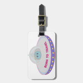 生まれつき旅するかわいいエイリアンとフライングディスク ラゲッジタグ (正面縦)