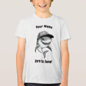 生まれつき泳ぐのが得意!かっこいいサメの漫画 トライブレンドTシャツ (正面)