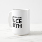 生まれつき考えすぎ 面白い ユーモア タイポグラフィ コーヒーマグカップ (正面左)