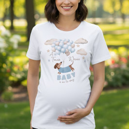 生まれてくる赤ちゃんは男の子!ダックスフンド柄のプレママ妊娠発表Tシャツ トライブレンドTシャツ