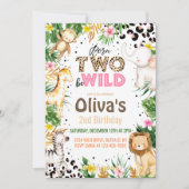 生まれてワイルドに 2歳の誕生日 ジャングルの動物たち 招待状 (正面)