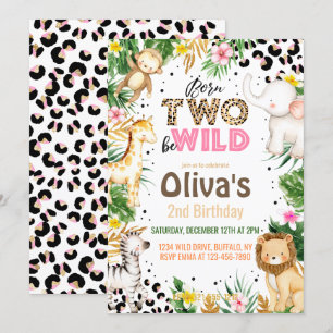 生まれてワイルドに 2歳の誕生日 ジャングルの動物たち 招待状