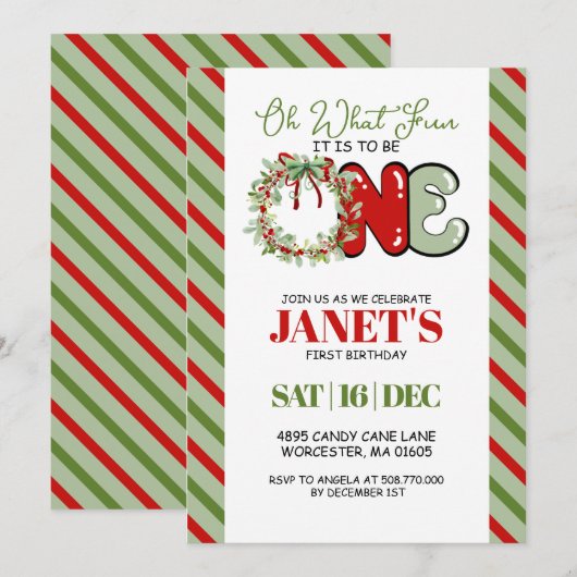 生まれて一年目のワクワク 招待状 (正面/裏面)