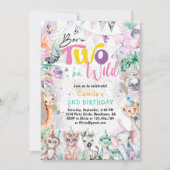 生まれて二度と野生のトロピカルサファリの動物の誕生日 招待状 (正面)